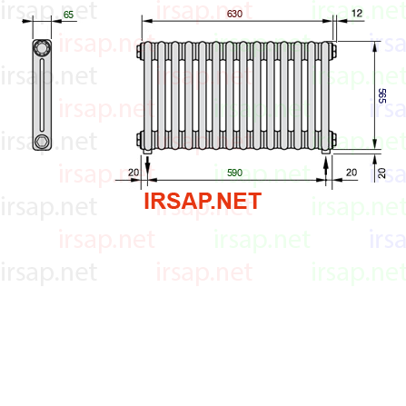 чертеж радиатора Irsap Tesi 20565-1420565-14-16-01